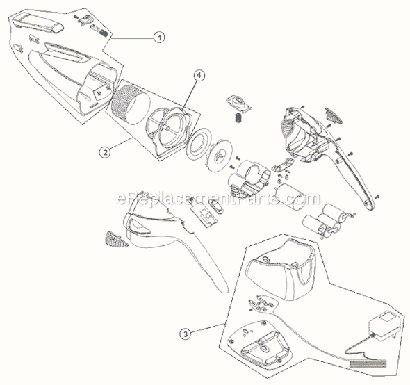 Page A Diagram and Parts List for M0880DV  Dirt Devil Hand Vacuum